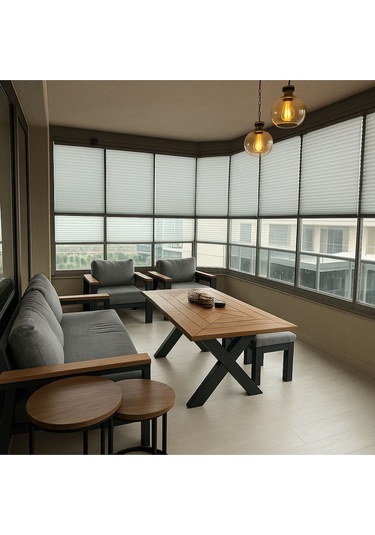 Perdema Kancalı/vidalı Jalvolin Plise Cam Balkon Perdesi - Ofis Perdesi - Mutfak Perdesi - Salon Perdesi Açık Gri