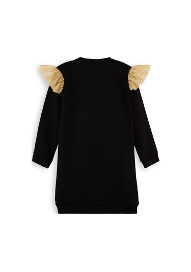 Denokids Simli Kedi Kız Çocuk Siyah Elbise Renkli