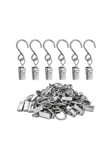 Kosona Gümüş Renkli 50 Adet Paslanmaz Çelik S Kanca - Işık Teli, Perde, Parti Dekorasyonu, Kamp Çadırı, Fotoğraf Sergisi İçin Asma Kancalar Seti Çok Renkli
