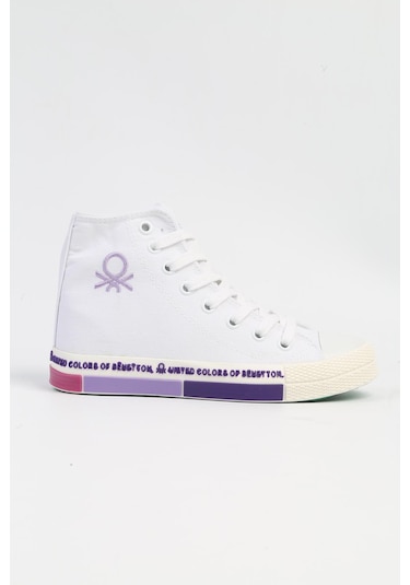 Benetton Bn-70021 - 3374 Beyaz Lila - Kadın Spor Ayakkabı 001