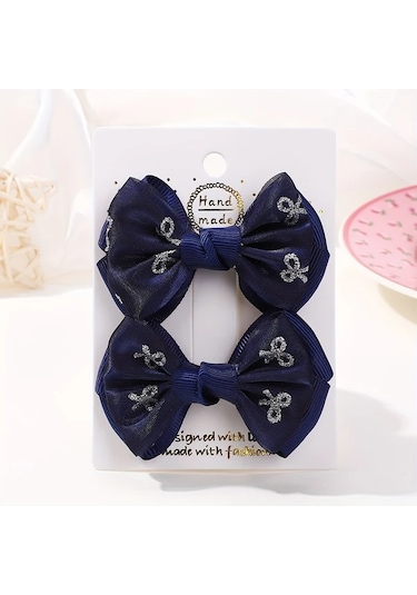 Willowhaven Off White 2li Parıltılı Kurdele Saç Tokası Kız Çocukları İçin Günlük Kullanım Açık Krem