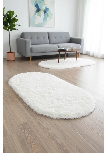 Yolluk Beyaz Kaymaz Taban Peluş Oval