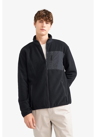 Defacto Regular Fit Dik Yaka Fermuarlı Polar Hırka A6892ax25wnbk81 Siyah