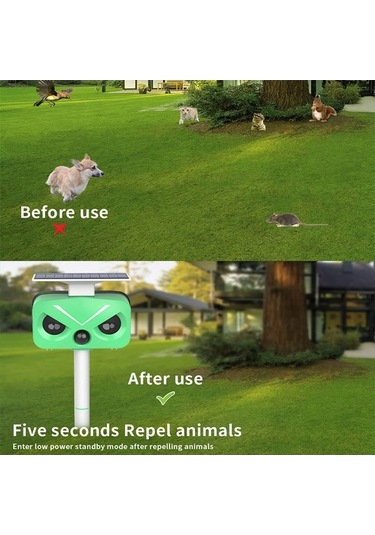 Besthome1 Qianfan Caydırıcı Kedi Kovucu Ultrasonik Güneş Kuş Caydırıcı Beyaz Renk