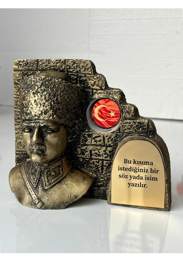 Atatürk Büstü Bayraklı Masaüstü Ve Ofis Için Şık Dekoratif Biblo