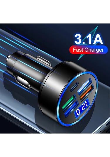 Guseyee3.1a Usb Araç Şarj Cihazı İphone Uyumlu 13 Pro Xiaomi Huawei Samsung Uyumlu İçin Hızlı Şarj Adaptörü Evrenseldistribütör Garantili