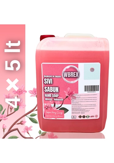 ﻿Wbrex Japon Kiraz Çiçeği Besleyici ve Onarıcı Sıvı El Sabunu 4 x 5 L
