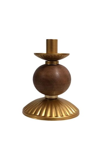 Tekli Pino Mumluk Ahşap Top Detaylı Gold Küçük
