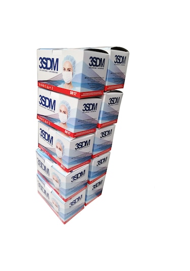 Cerrahi Maske 3 Katlı 50'Li Kutu Burun Telli Maske Ultrasonic Maske