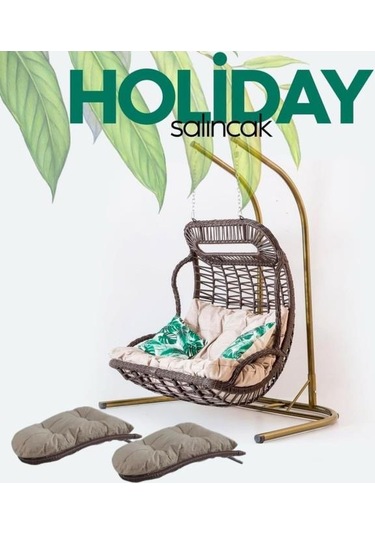 Holiday Bahçe Ve Balkon Salıncağı Çift Kişilik Kapiçino Krem