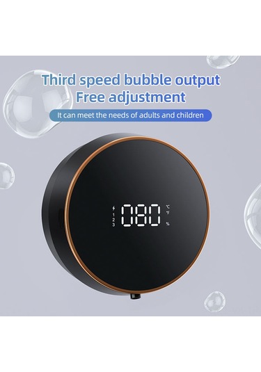 Vkemall Otomatik Köpük Sabun Dağıtıcı, 300ml, Ipx5 Suya Dayanıklı, 3 Seviye Ayar, Tam Ekran Göstergeli, Duvar Montajlı, 2000mah Pil, El-yıkanma-şampuan-alabalık Yıkama İçin Siyah Siyah