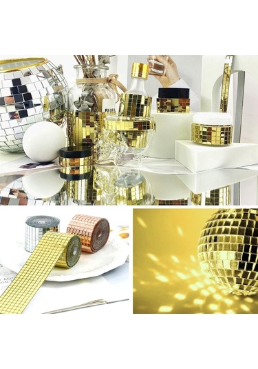 Büro Ev Ofis Atölye İçin 4x100cm Golden Aynalı Mozaik Taşlı Dekor Bandı Diğer