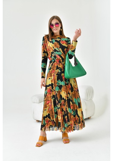 Ftz Women Kadın Desenli Elbise Sarı 30842-Sarı