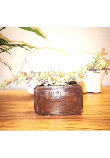Artepieza Retro Radyo Sukulent Saksısı Ve Kalemlik - Masaüstü Dekoratif Organizer Kahverengi 12 8 12cm