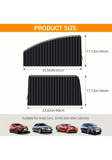 Chuangyinshop Golden 2 Adet Arka Cam Güneşlik Perdesi Manyetik Isı Yalıtımlı Ön Ve Arka Camlar İçin Taşınabilir Güneş Koruma