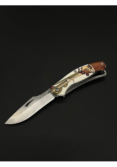 Klipsli Çift Ağız Mergen Model Çakı Beyaz - Kahverengi