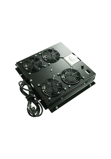 Canovate 4Lü Rack Kabinet Fan Modülü Termostatlı Ral 9005 Siyah