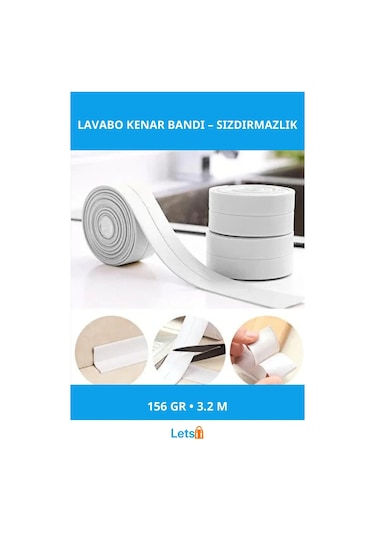 Beyaz Su Sızdırmaz Lavabo Kenar Bantı 3.2m 156gr 1 Adet