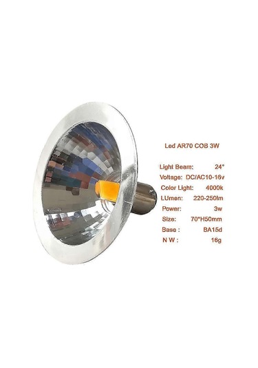 2x Led Ar70 Reflektör Lambası 3w 12v Ba15d Soket 4000k Ray Aydınlatma 25w