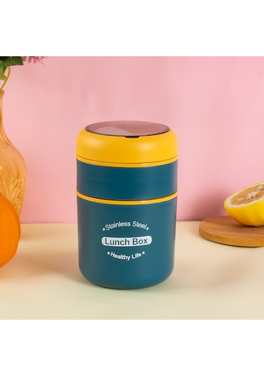 Porsima 66720 Çelik Yemek Termosu Lunch Box Yemek Kabı Sarı 710ml