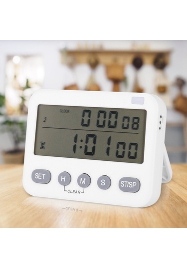 Xindoker Çift Ekranlı Mutfak Zamanlayıcı: Saat, Geri Sayım, Alarm Ve Hafıza Özelliği - Manyetik Ve Asılabilir Tasarım