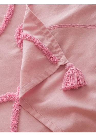Pembe Kalp Nakışlı Yatak Örtüsü 130x170 Cm