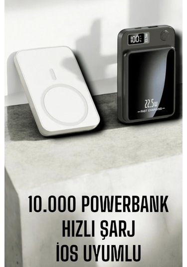 22.5w Magsafe Kablosuz Şarjlı Powerbank Dijital Ekran Ve Hızlı Şarj Çok Renkli