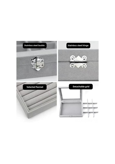 Springsun Yeni Stil Kadife Kuyumluk Kutusu - Toz Ve Oksidasyona Dayanıklı, Yüzük Küpe Kolye Depolama, Bej, 20x15.5x5 Cm Bej