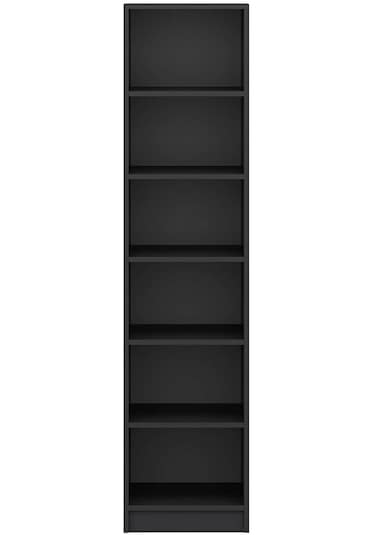 Minar Kale 1 Kapaklı Raflı Dolap Antrasit - Beyaz Çizgili Mebran 210cm