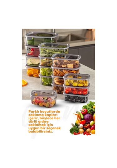 Vienve Hava Geçirmez Saklama Kabı Seti Antrasit 24'lü 6 x 250 - 500 - 750 - 1200 ML