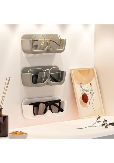 Şeffaf Yumruksuz Gözlük Depolama Rafı Duvara Monte Güneş Gözlüğü Ekran Tutucu Dolap Dekorasyon Saklama Kutusu Sunglass Organizatör Şeffaf