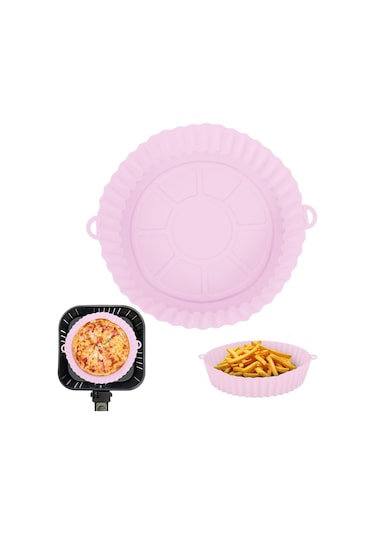 Mavi Fritöz Silikon Pot Fritözler Fırın Pişirme Tepsisi Pizza Kızarmış Tavuk Fritöz Aksesuarları Yuvarlak Tava Yeniden Kullanılabilir Mat Mavi