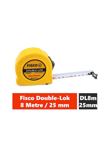 FİSCO Double-Lok 8 Metre / 25 mm Çelik Şerit Metre DL8M/25MM