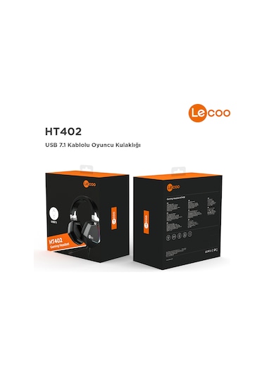 Lecoo HT402 USB Kablolu Surround 7.1 RGB Çıkartılabilir Mikrofonlu Kulak Üstü Gaming Kulaklık