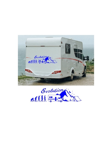 90X24 cm - Evolution Karavan Sticker. Evrim Kamp Karavan Çıkartma