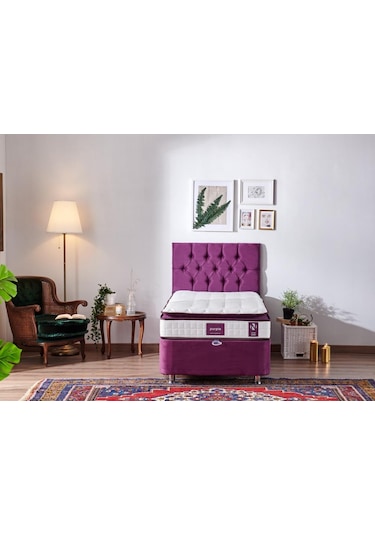 Nironyatak Niron Purple Yatak Seti 80X180 Cm Tek Kişilik Yatak Baza Başlık T