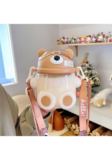 Taşınabilir Sevimli Basit Çocuk Saman Su Bardağı Ixw8bu Kahverengi