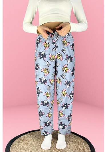 Dreamy Soft Kadife Dokulu Desenli Süet Pijama Altı Pantolon Gri