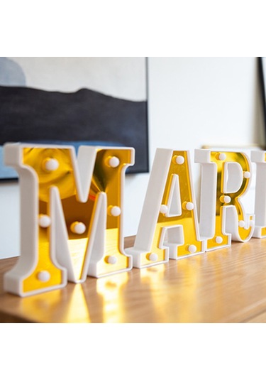 Monyee Altın Renkli Led Harf Işığı - Ev, Parti, Doğum Günü Ve Nikah Töreni Dekorasyon Aracı Pil Dahil Değil Diğer