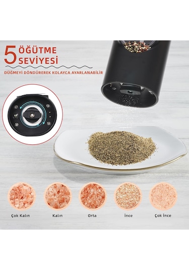 Mioji Mio SG2 Yeni Nesil 600 mAh Şarj Üniteli Işıklı Tuz Karabiber Değirmeni