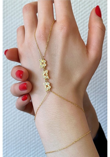 18k Altın Kaplamalı 925 Ayar Gümüş Sıra Kelebekler Şahmeran - 45100602 Altın