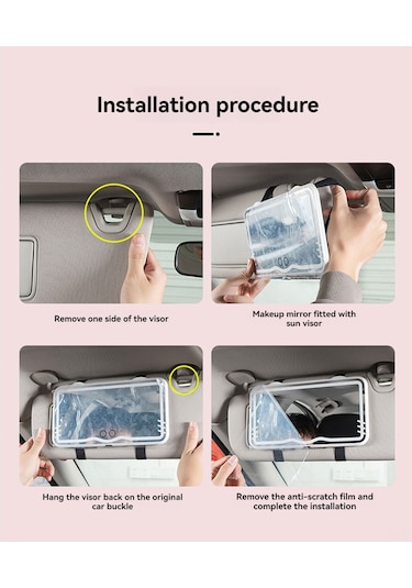 Xindoker Araç İçi Güneşlik Ayna, Led Dokunmatik Işık, Usb-c Şarj Edilebilir, Soğuk Beyaz-ıslak Sarı Işık Seçeneği, Parlaklık Ayarlamalı, Siyah