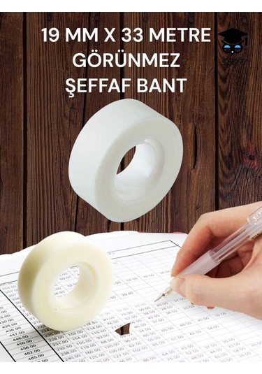Motex Görünmez Şeffaf Bant - Düzeltme Birleştirme Bandı - 19 Mm X 33 Metre - 10 Adet