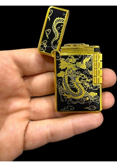 Silvio Monetti Sarı Siyah Ejderha Desenli Yandan Çarklı Gazlı Çakmak 109308