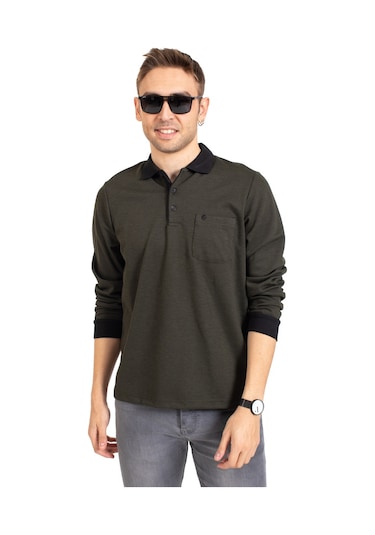 Erkek Orta Yaş ve Üzeri Polo Yaka Cepli Uzun Kollu Fitilli Mevsimlik Sweatshirt 1219-Haki Yeşili-Haki Yeşili Haki Erkek Orta Yaş ve Üzeri Polo Yaka Cepli Uzun Kollu Fitilli Mevsimlik Sweatshirt 1219-Haki Yeşili-Haki Yeşili Haki