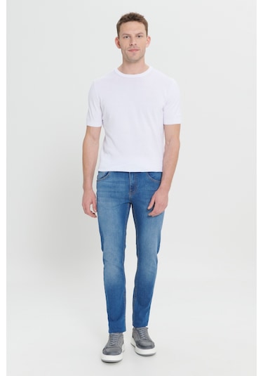 AC&Co / Altınyıldız Classics Ekstra Slim Fit Dar Kesim Pamuklu Riss Erkek Jean Kot Pantolon Lacivert