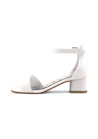 Lilo Simli Beyaz Tek Bantlı Kız Çocuk Topuklu Abiye Ayakkabı Beyaz