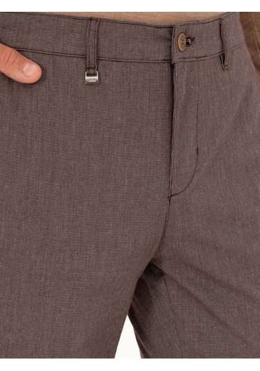 Cacharel Kahverengi Slim Fit Pamuk Karışımlı Kanvas Pantolon