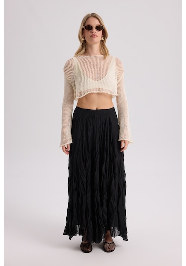 Mai Collection Mai Studios Co. Daisy Ekru İnce Triko Crop Ekru