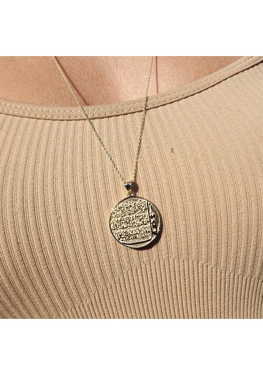 Tılsım Dualı Nazar ( Üç Dualı) Korumalı Tılsım Madalyon Tasarım T-Sarı